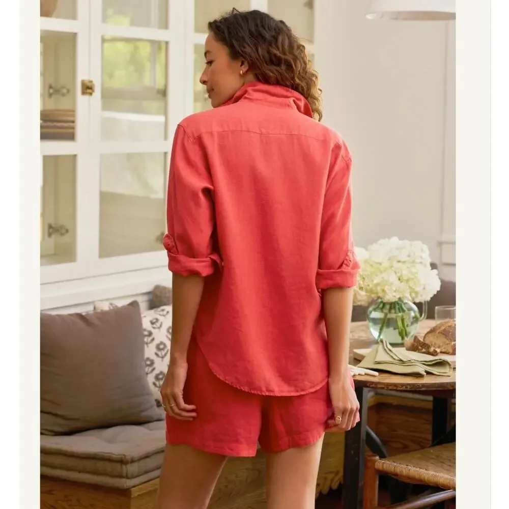 Frank & Eileen Amalfi Getaway Set Summer Red Linen Size XS NWT
